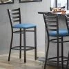 Lancaster Table & Seating Distressed Copper Finish Ladder Back Bar Stool With 2 1/2" Blue Vinyl Padded Seat