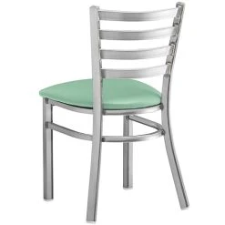 Lancaster Table & Seating Clear Coat Finish Ladder Back Chair With 2 1/2" Seafoam Vinyl Padded Seat 6 Lancaster Table & Seating Clear Coat Finish Ladder Back Chair With 2 1/2" Seafoam Vinyl Padded Seat -Zown Shop 2298335