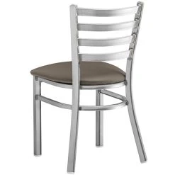 Lancaster Table & Seating Clear Coat Finish Ladder Back Chair With 2 1/2" Taupe Vinyl Padded Seat -Zown Shop 2298356