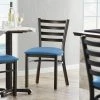 Lancaster Table & Seating Distressed Copper Finish Ladder Back Chair With 2 1/2" Blue Vinyl Padded Seat