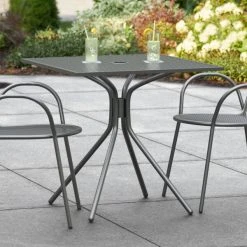 Lancaster Table & Seating Harbor Black 30" Square Outdoor Standard Height Table With Modern Legs