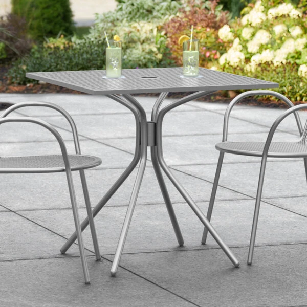 Lancaster Table & Seating Harbor Gray 30" Square Outdoor Standard Height Table With Modern Legs 1 Lancaster Table & Seating Harbor Gray 30" Square Outdoor Standard Height Table With Modern Legs