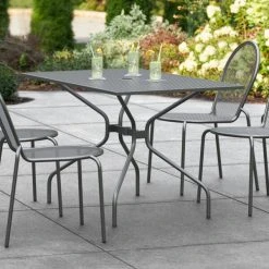 Lancaster Table & Seating Harbor Black 30" X 48" Rectangular Outdoor Standard Height Table With Modern Legs