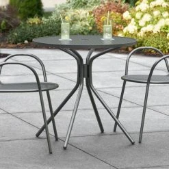 Lancaster Table & Seating Harbor Black 30" Round Outdoor Standard Height Table With Modern Legs
