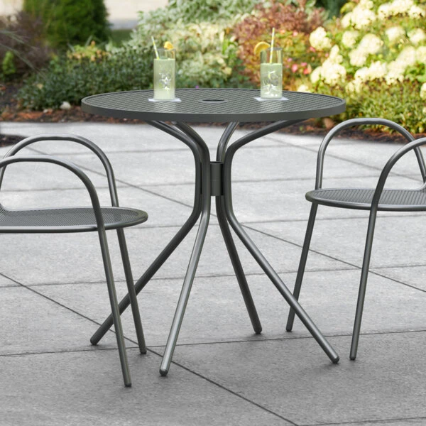 Lancaster Table & Seating Harbor Black 30" Round Outdoor Standard Height Table With Modern Legs 1 Lancaster Table & Seating Harbor Black 30" Round Outdoor Standard Height Table With Modern Legs