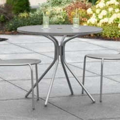 Lancaster Table & Seating Harbor Gray 36" Round Outdoor Standard Height Table With Modern Legs