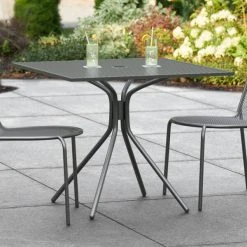 Lancaster Table & Seating Harbor Black 36" Square Outdoor Standard Height Table With Modern Legs