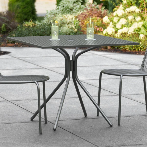 Lancaster Table & Seating Harbor Black 36" Square Outdoor Standard Height Table With Modern Legs 1 Lancaster Table & Seating Harbor Black 36" Square Outdoor Standard Height Table With Modern Legs
