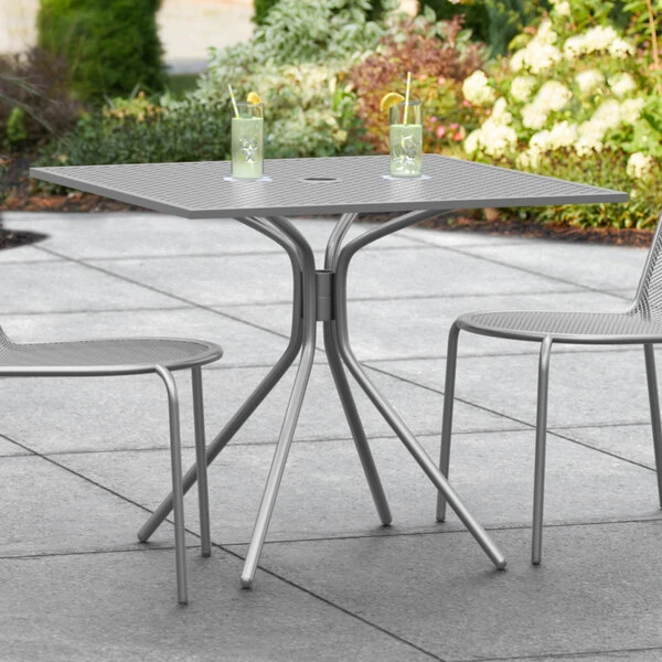 Lancaster Table & Seating Harbor Gray 36" Square Outdoor Standard Height Table With Modern Legs 1 Lancaster Table & Seating Harbor Gray 36" Square Outdoor Standard Height Table With Modern Legs