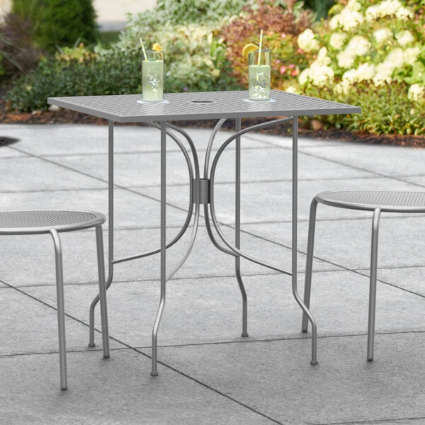 Lancaster Table & Seating Harbor Gray 24" X 30" Rectangular Outdoor Standard Height Table With Ornate Legs 1 Lancaster Table & Seating Harbor Gray 24" X 30" Rectangular Outdoor Standard Height Table With Ornate Legs