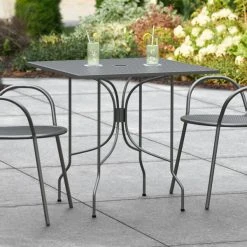 Lancaster Table & Seating Harbor Black 30" Square Outdoor Standard Height Table With Ornate Legs
