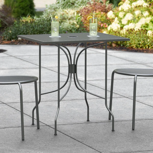 Lancaster Table & Seating Harbor Black 24" X 30" Rectangular Outdoor Standard Height Table With Ornate Legs 1 Lancaster Table & Seating Harbor Black 24" X 30" Rectangular Outdoor Standard Height Table With Ornate Legs