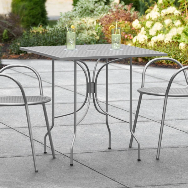 Lancaster Table & Seating Harbor Gray 30" Square Outdoor Standard Height Table With Ornate Legs 1 Lancaster Table & Seating Harbor Gray 30" Square Outdoor Standard Height Table With Ornate Legs