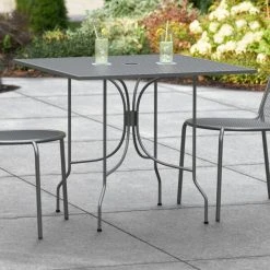 Lancaster Table & Seating Harbor Black 36" Square Outdoor Standard Height Table With Ornate Legs