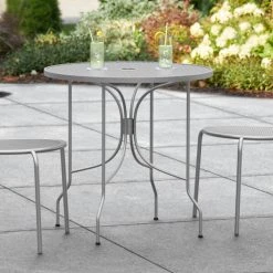 Lancaster Table & Seating Harbor Gray 30" Round Outdoor Standard Height Table With Ornate Legs