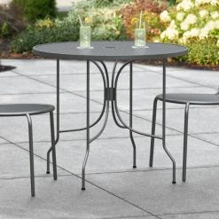 Lancaster Table & Seating Harbor Black 36" Round Outdoor Standard Height Table With Ornate Legs