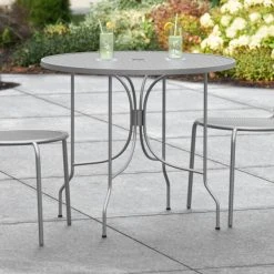 Lancaster Table & Seating Harbor Gray 36" Round Outdoor Standard Height Table With Ornate Legs