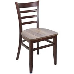 BFM Seating Berkeley Dark Walnut Beechwood Ladder Back Side Chair With Relic Knotty Pine Seat