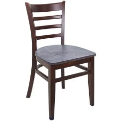 BFM Seating Berkeley Dark Walnut Beechwood Ladder Back Side Chair With Relic Rustic Copper Seat