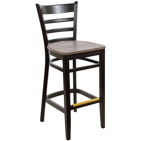 BFM Seating Berkeley Black Beechwood Ladder Back Barstool With Relic Rustic Copper Seat 1 BFM Seating Berkeley Black Beechwood Ladder Back Barstool With Relic Rustic Copper Seat