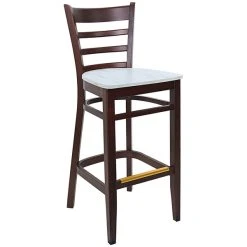 BFM Seating Berkeley Dark Walnut Beechwood Ladder Back Barstool With Relic Antique Wash Seat