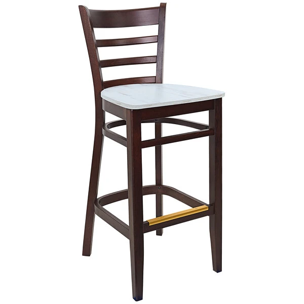 BFM Seating Berkeley Dark Walnut Beechwood Ladder Back Barstool With Relic Antique Wash Seat 1 BFM Seating Berkeley Dark Walnut Beechwood Ladder Back Barstool With Relic Antique Wash Seat