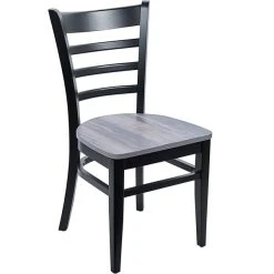 BFM Seating Berkeley Black Beechwood Ladder Back Side Chair With Relic Chestnut Seat