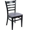BFM Seating Berkeley Black Beechwood Ladder Back Side Chair With Relic Rustic Copper Seat