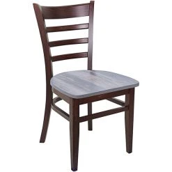 BFM Seating Berkeley Dark Walnut Beechwood Ladder Back Side Chair With Relic Chestnut Seat