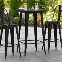 LT&S Alloy Series Lancaster Table & Seating Alloy Series 30" Round Black Outdoor Bar Height Table