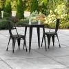 LT&S Alloy Series Lancaster Table & Seating Alloy Series 24" X 24" Black Dining Height Outdoor Table With 2 Industrial Cafe Chairs