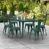LT&S Alloy Series Lancaster Table & Seating Alloy Series 63" X 32" Emerald Dining Height Outdoor Table With 6 Industrial Cafe Chairs