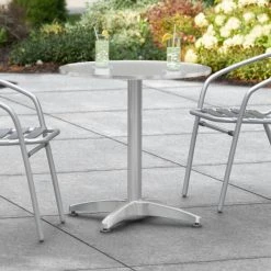 Lancaster Table & Seating 27" Chrome Powder-Coated Round Steel Table