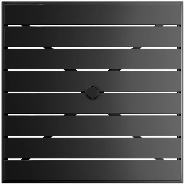 Lancaster Table & Seating 32" X 32" Black Powder-Coated Aluminum Bar Height Outdoor Table With Umbrella Hole 3 Lancaster Table & Seating 32" X 32" Black Powder-Coated Aluminum Bar Height Outdoor Table With Umbrella Hole - Image 3