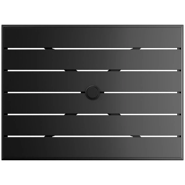 Lancaster Table & Seating 24" X 32" Black Powder-Coated Aluminum Dining Height Outdoor Table With Umbrella Hole 3 Lancaster Table & Seating 24" X 32" Black Powder-Coated Aluminum Dining Height Outdoor Table With Umbrella Hole - Image 3