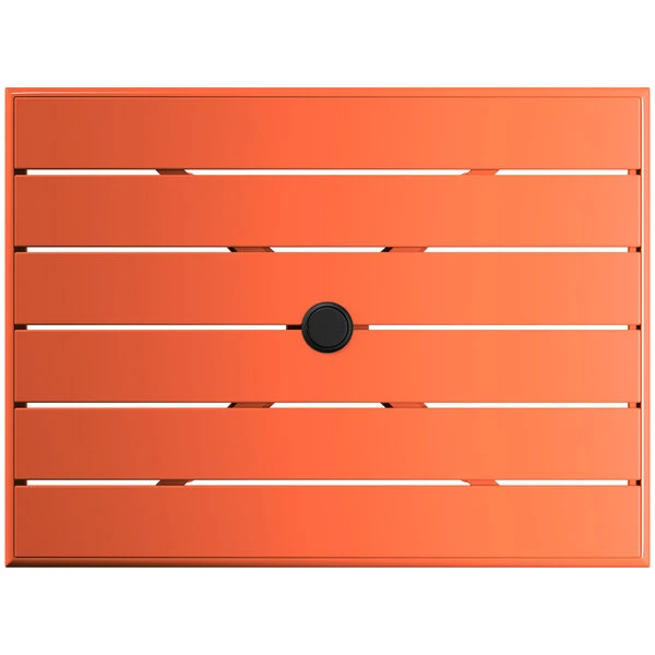 Lancaster Table & Seating 24" X 32" Orange Powder-Coated Aluminum Dining Height Outdoor Table With Umbrella Hole 3 Lancaster Table & Seating 24" X 32" Orange Powder-Coated Aluminum Dining Height Outdoor Table With Umbrella Hole - Image 3