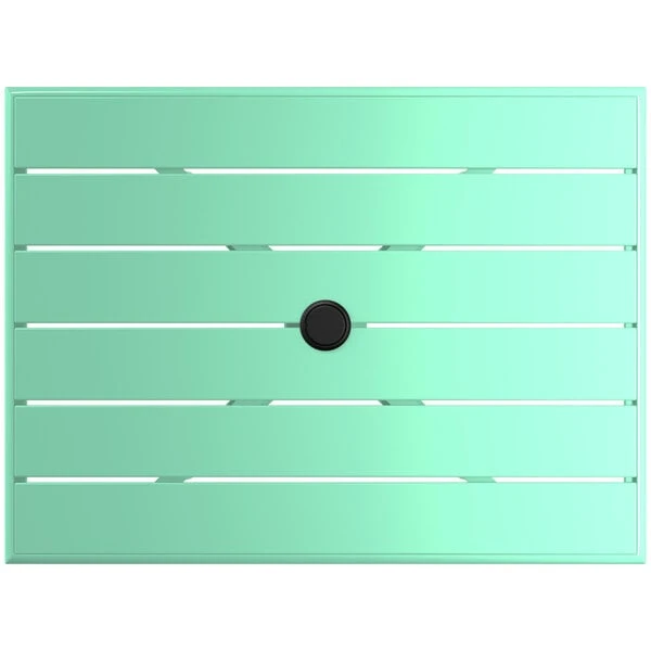 Lancaster Table & Seating 24" X 32" Seafoam Powder-Coated Aluminum Dining Height Outdoor Table With Umbrella Hole 3 Lancaster Table & Seating 24" X 32" Seafoam Powder-Coated Aluminum Dining Height Outdoor Table With Umbrella Hole - Image 3