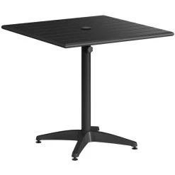 Lancaster Table & Seating 32" X 32" Black Powder-Coated Aluminum Standard Height Outdoor Table With Umbrella Hole And 4 Side Chairs 8 Lancaster Table & Seating 32" X 32" Black Powder-Coated Aluminum Standard Height Outdoor Table With Umbrella Hole And 4 Side Chairs -Zown Shop 2310028