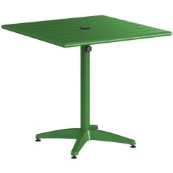 Lancaster Table & Seating 32" X 32" Green Powder-Coated Aluminum Standard Height Outdoor Table With Umbrella Hole And 4 Side Chairs -Zown Shop 2310046