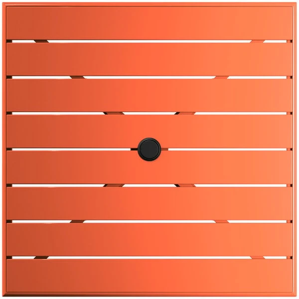Lancaster Table & Seating 32" X 32" Orange Powder-Coated Aluminum Standard Height Outdoor Table With Umbrella Hole And 4 Arm Chairs 5 Lancaster Table & Seating 32" X 32" Orange Powder-Coated Aluminum Standard Height Outdoor Table With Umbrella Hole And 4 Arm Chairs - Image 5