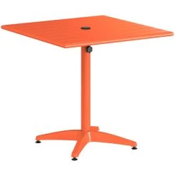 Lancaster Table & Seating 32" X 32" Orange Powder-Coated Aluminum Standard Height Outdoor Table With Umbrella Hole And 4 Side Chairs 8 Lancaster Table & Seating 32" X 32" Orange Powder-Coated Aluminum Standard Height Outdoor Table With Umbrella Hole And 4 Side Chairs -Zown Shop 2310058