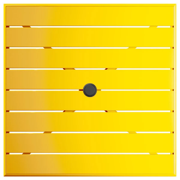 Lancaster Table & Seating 32" X 32" Yellow Powder-Coated Aluminum Dining Height Outdoor Table With Umbrella Hole 3 Lancaster Table & Seating 32" X 32" Yellow Powder-Coated Aluminum Dining Height Outdoor Table With Umbrella Hole - Image 3