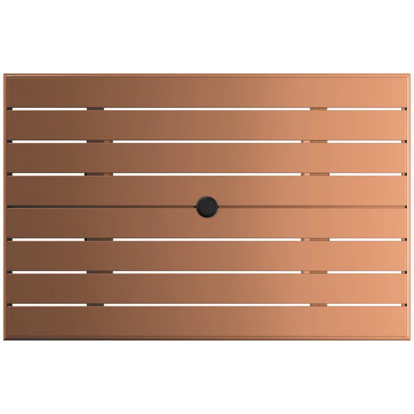 Lancaster Table & Seating 32" X 48" Brown Powder-Coated Aluminum Dining Height Outdoor Table With Umbrella Hole 3 Lancaster Table & Seating 32" X 48" Brown Powder-Coated Aluminum Dining Height Outdoor Table With Umbrella Hole - Image 3