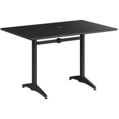 Lancaster Table & Seating 32" X 48" Black Powder-Coated Aluminum Standard Height Outdoor Table With Umbrella Hole And 4 Side Chairs 8 Lancaster Table & Seating 32" X 48" Black Powder-Coated Aluminum Standard Height Outdoor Table With Umbrella Hole And 4 Side Chairs -Zown Shop 2310090