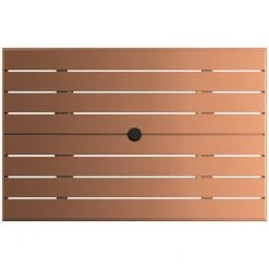 Lancaster Table & Seating 32" X 48" Brown Powder-Coated Aluminum Dining Height Outdoor Table With Umbrella Hole And 4 Arm Chairs -Zown Shop 2310097