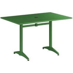 Lancaster Table & Seating 32" X 48" Green Powder-Coated Aluminum Standard Height Outdoor Table With Umbrella Hole And 4 Side Chairs -Zown Shop 2310104