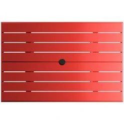 Lancaster Table & Seating 32" X 48" Red Powder-Coated Aluminum Dining Height Outdoor Table With Umbrella Hole And 4 Side Chairs -Zown Shop 2310119