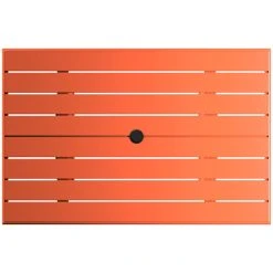 Lancaster Table & Seating 32" X 48" Orange Powder-Coated Aluminum Standard Height Outdoor Table With Umbrella Hole And 4 Arm Chairs -Zown Shop 2310125