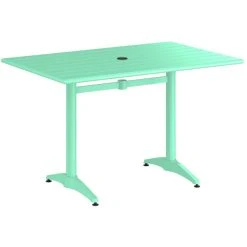 Lancaster Table & Seating 32" X 48" Seafoam Powder-Coated Aluminum Standard Height Outdoor Table With Umbrella Hole And 4 Side Chairs 8 Lancaster Table & Seating 32" X 48" Seafoam Powder-Coated Aluminum Standard Height Outdoor Table With Umbrella Hole And 4 Side Chairs -Zown Shop 2310126