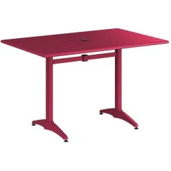 Lancaster Table & Seating 32" X 48" Sangria Powder-Coated Aluminum Standard Height Outdoor Table With Umbrella Hole And 4 Arm Chairs -Zown Shop 2310127